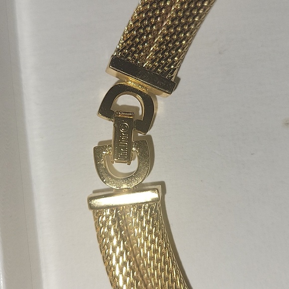 Vtg Christian Dior Statement Yellow Rhinestone Gold Tone Collar Necklace - Picture 6 of 7